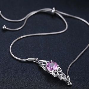 Gorgeous Boho 925 Silver O/S with  delicate scrollwork surrounding a pink gem.